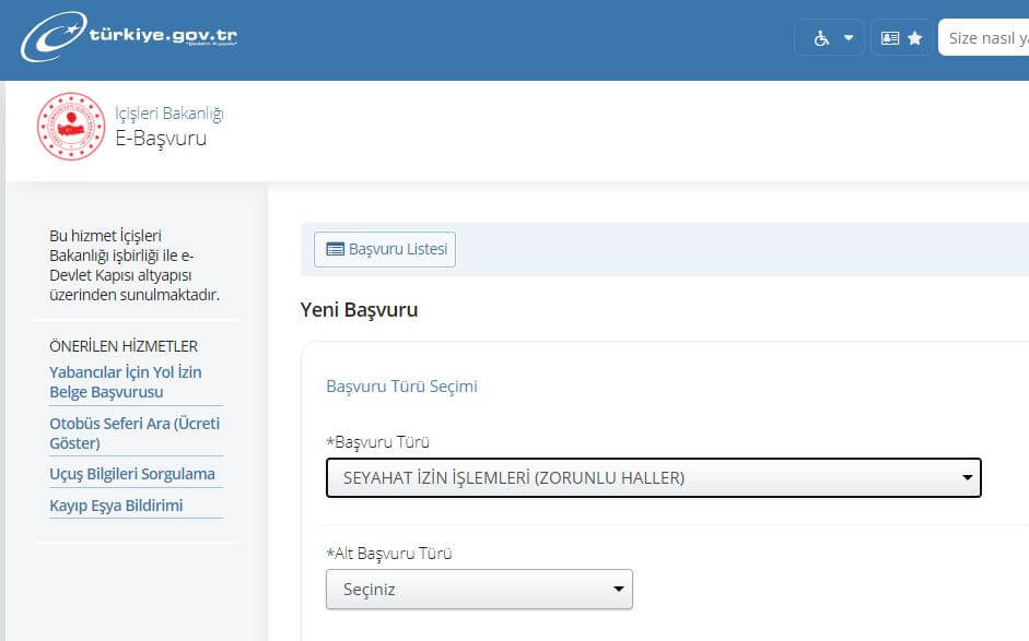seyehat izin belge başvurusu