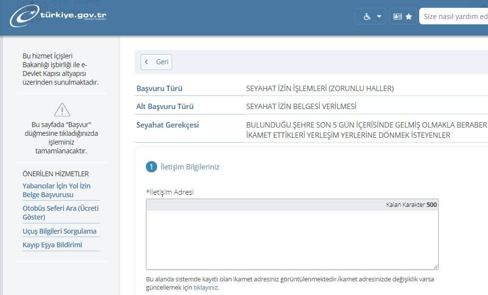 seyehat izin belge başvurusu