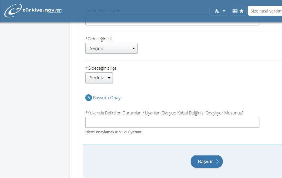 seyehat izin belge başvurusu
